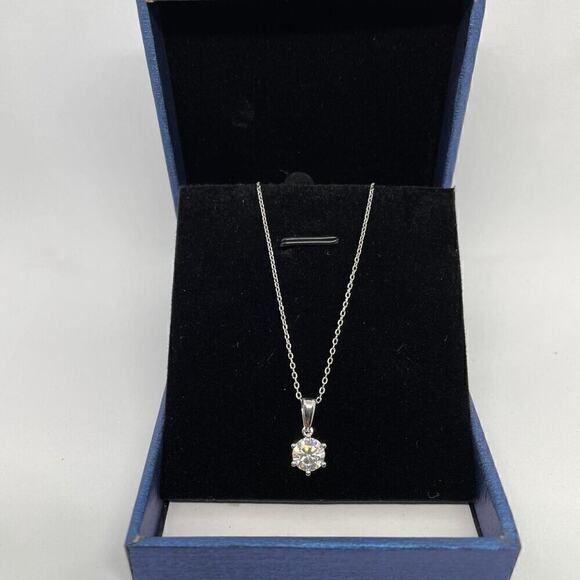 Moissanite Diamond Necklace 2 Carat Pendant Fine Jewelry 925 18k Gold - Picture 6 of 11